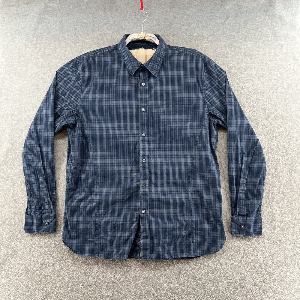John Varvatos Men's Size XL blue long sleeve plaid dress shirt Button Up